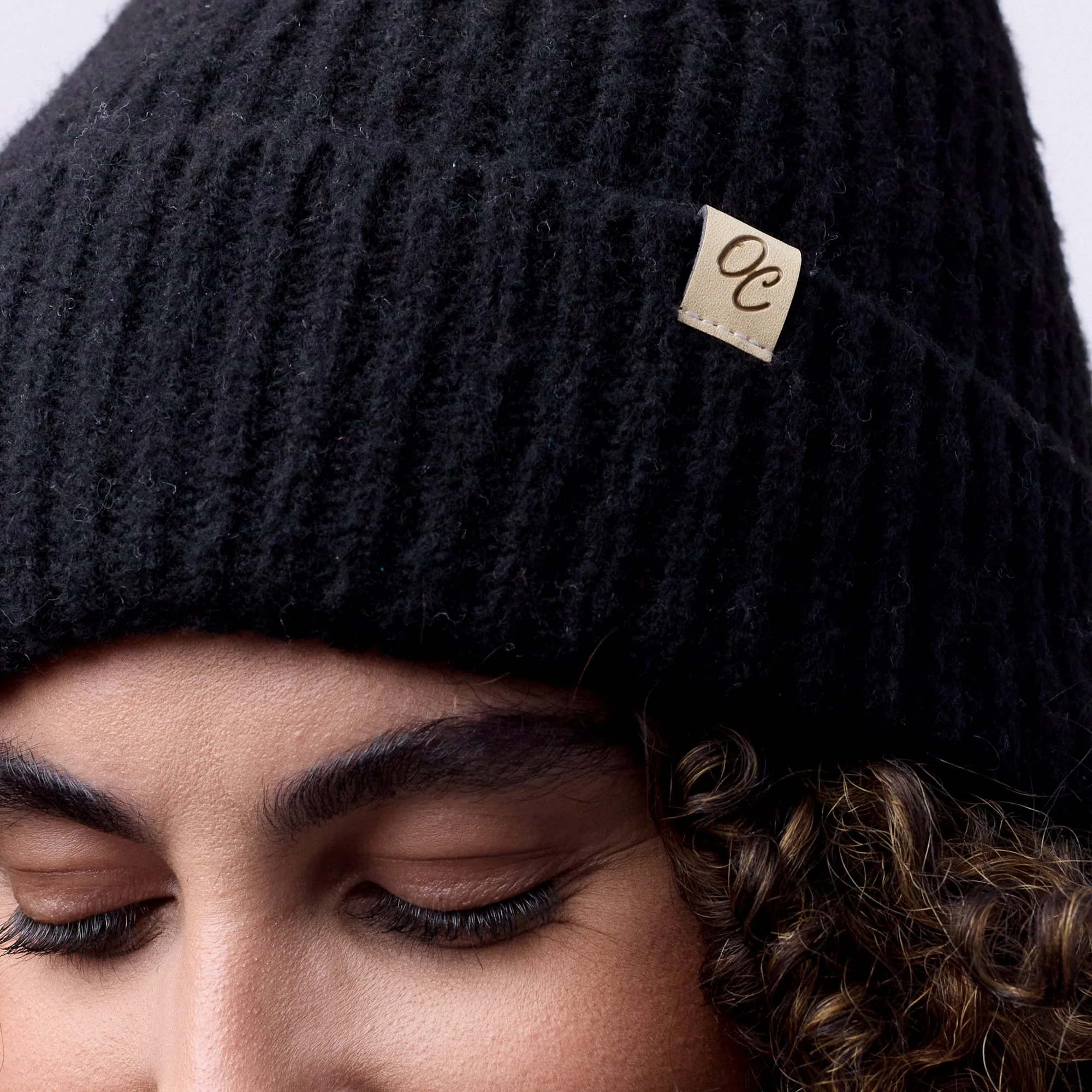 Only Curls Satin Lined Beanie - Ella in Black - Image 4