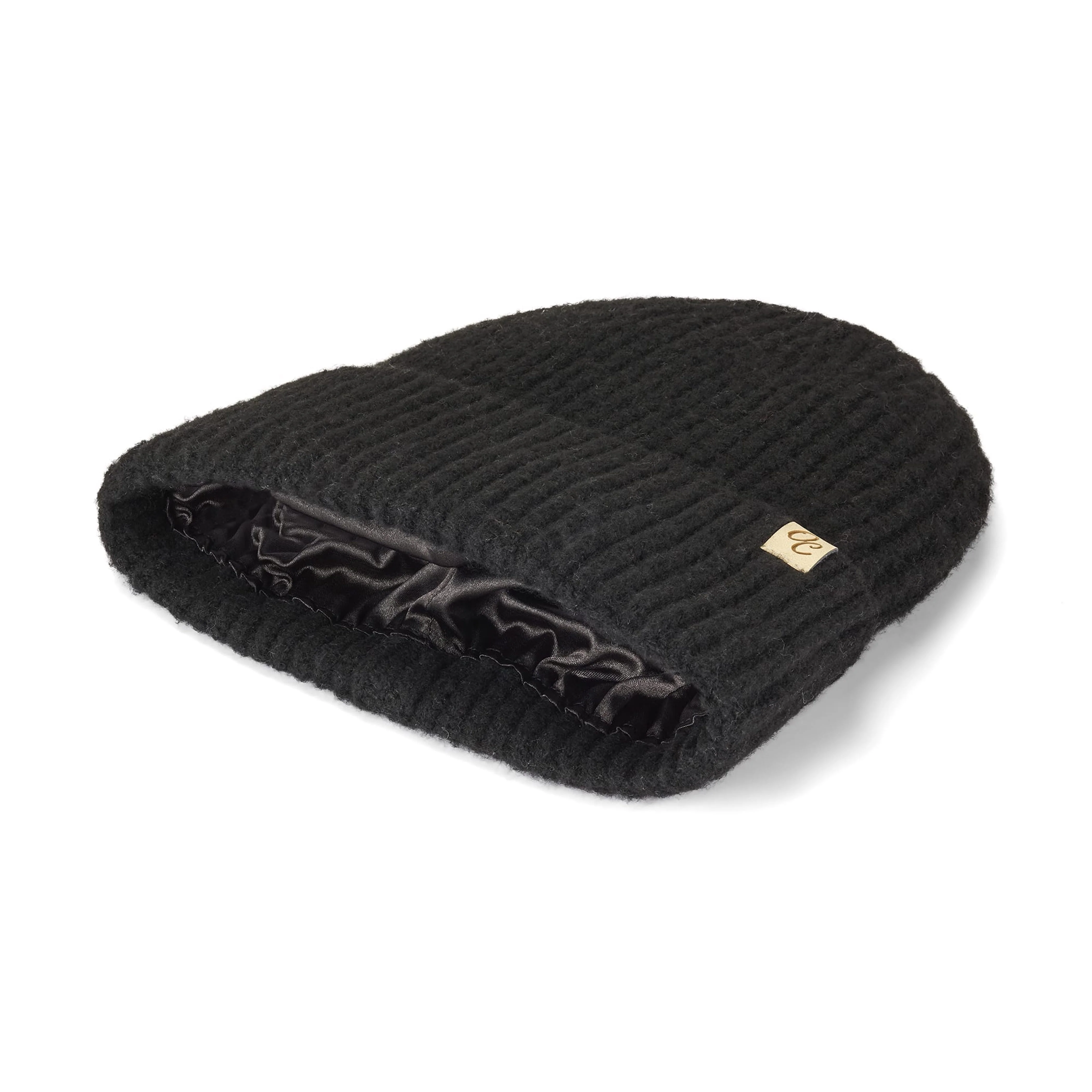 Only Curls Satin Lined Beanie - Ella in Black - Image 5