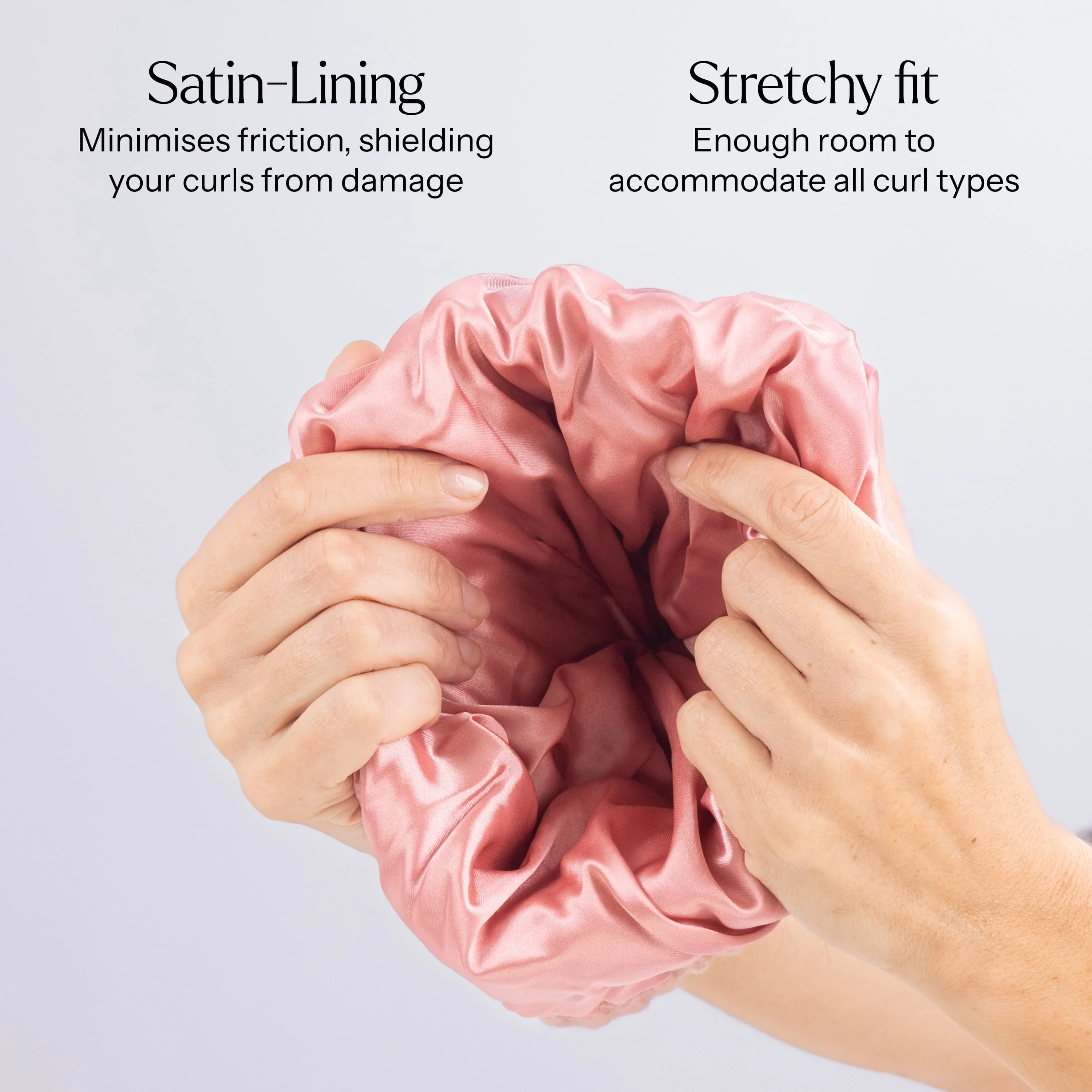 Only Curls Satin Lined Beanie with Pom - Carrie in Dusty Pink - Image 6