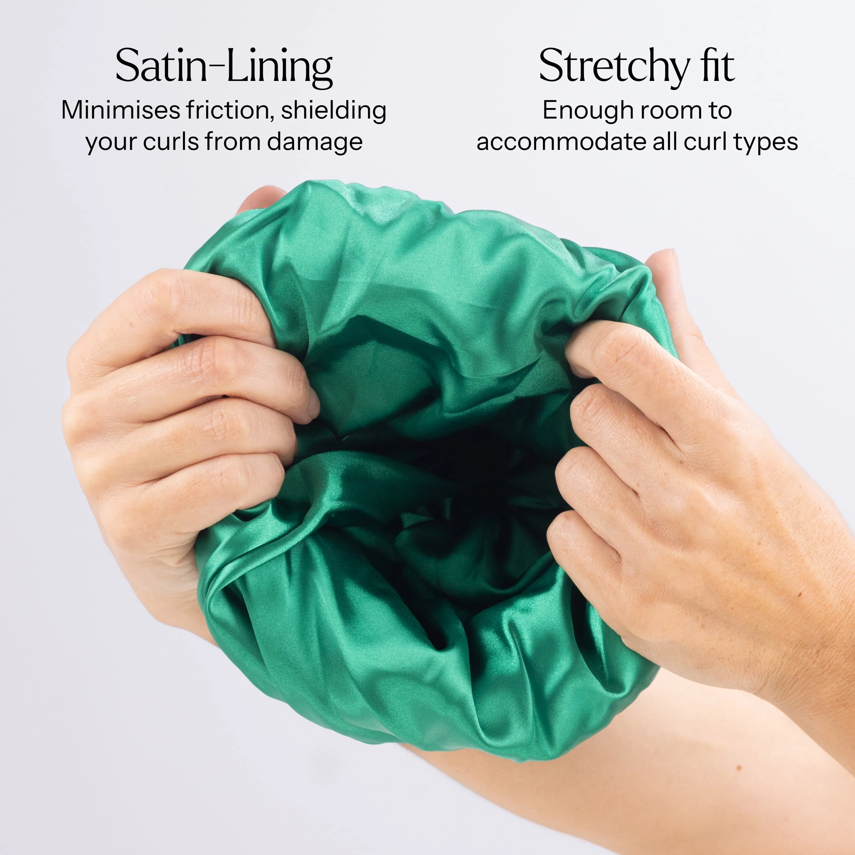 Only Curls Satin Lined Beanie with Pom - Carrie in Emerald Green - Image 6