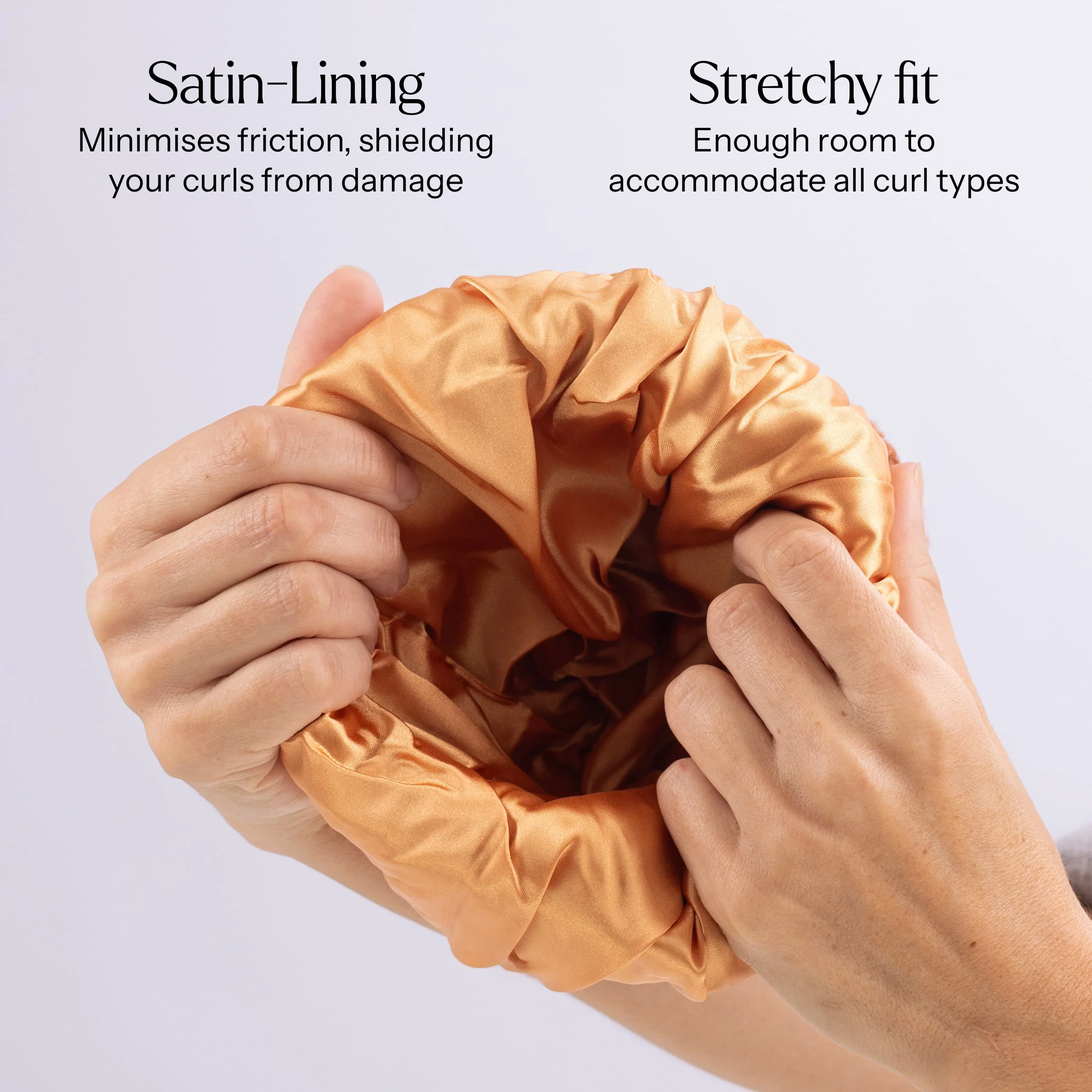 Only Curls Satin Lined Knitted Beanie Hat - Ella in Burnt Orange - Image 6