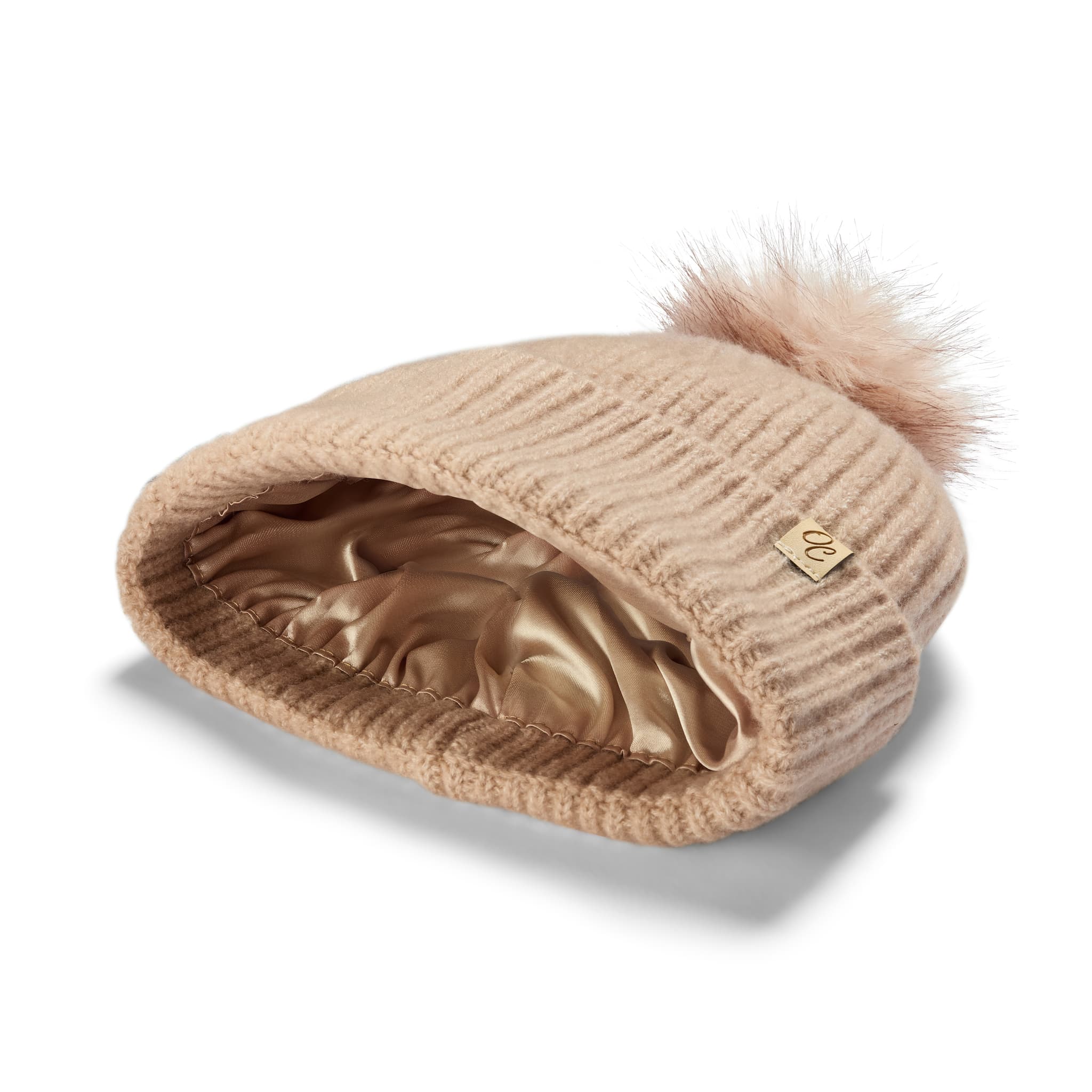 Only Curls Satin Lined Pom Beanie and Snood Set - Sadie in Sand - Image 3
