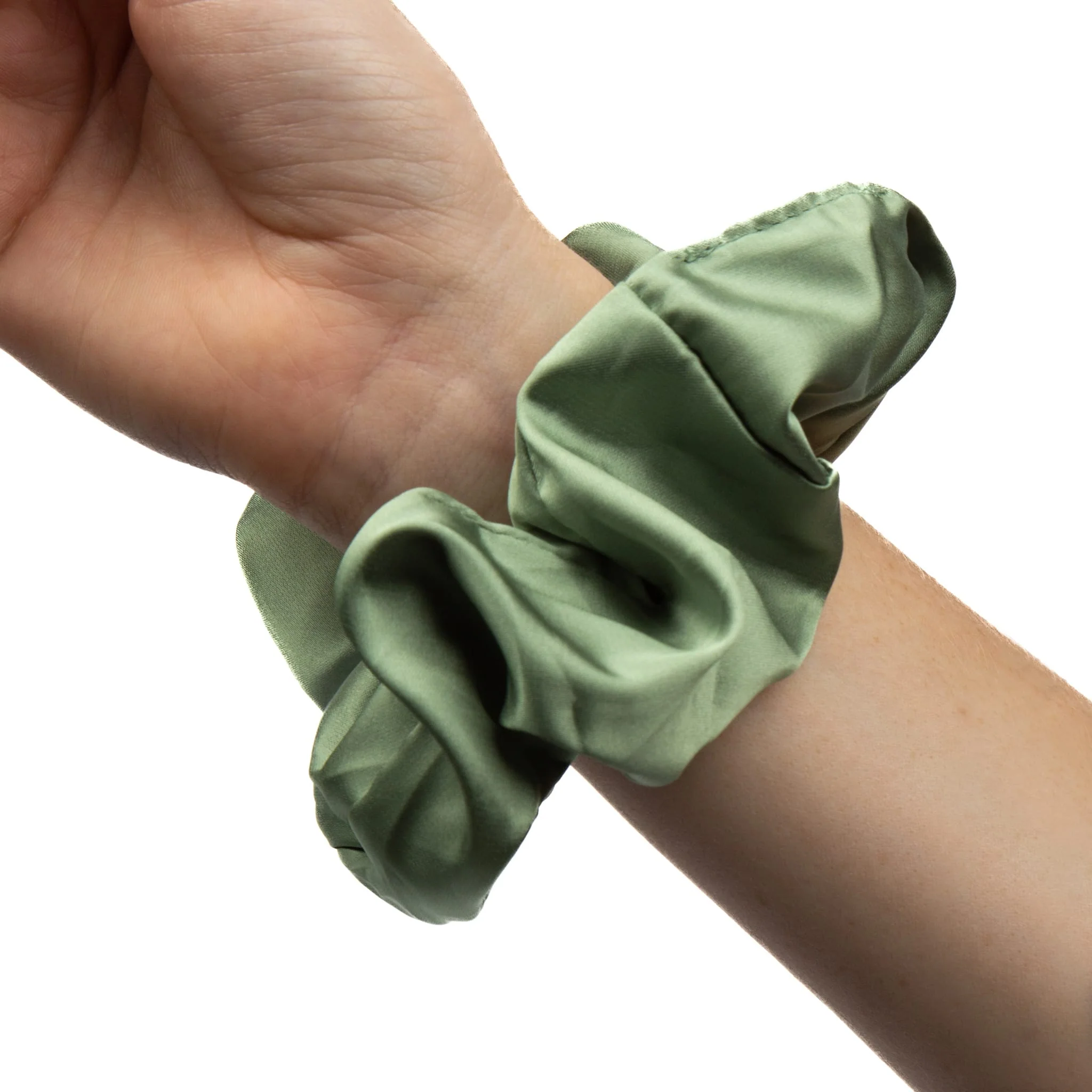 Only Curls Satin Scrunchie - Dusty Green - Image 3