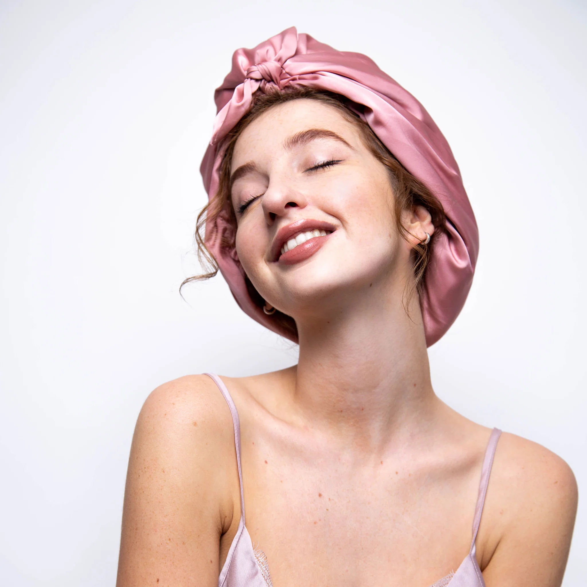 Only Curls Satin Sleep Turban - Dusty Rose - Image 3