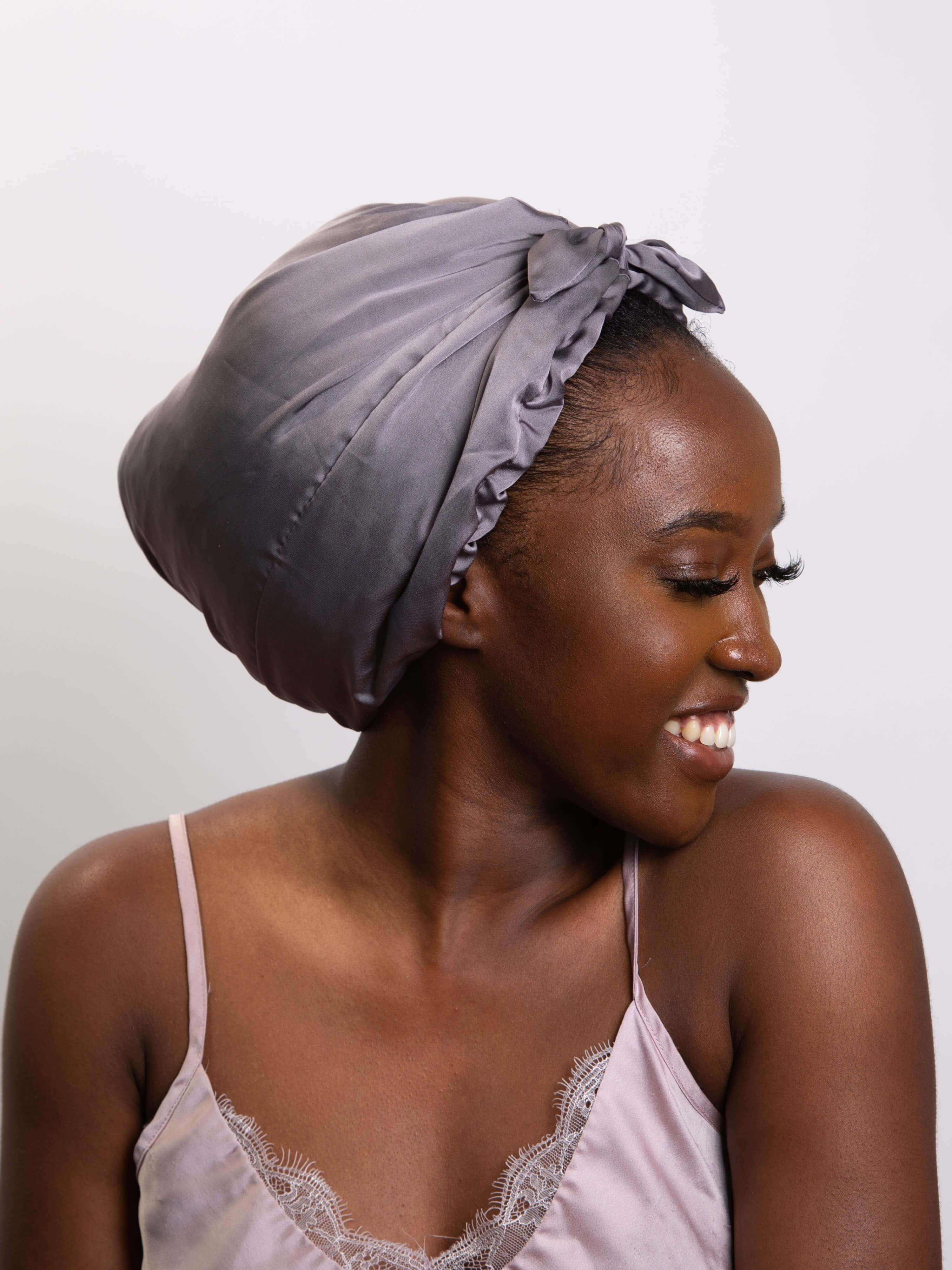 Only Curls Satin Sleep Turban - Slate Grey - Image 4