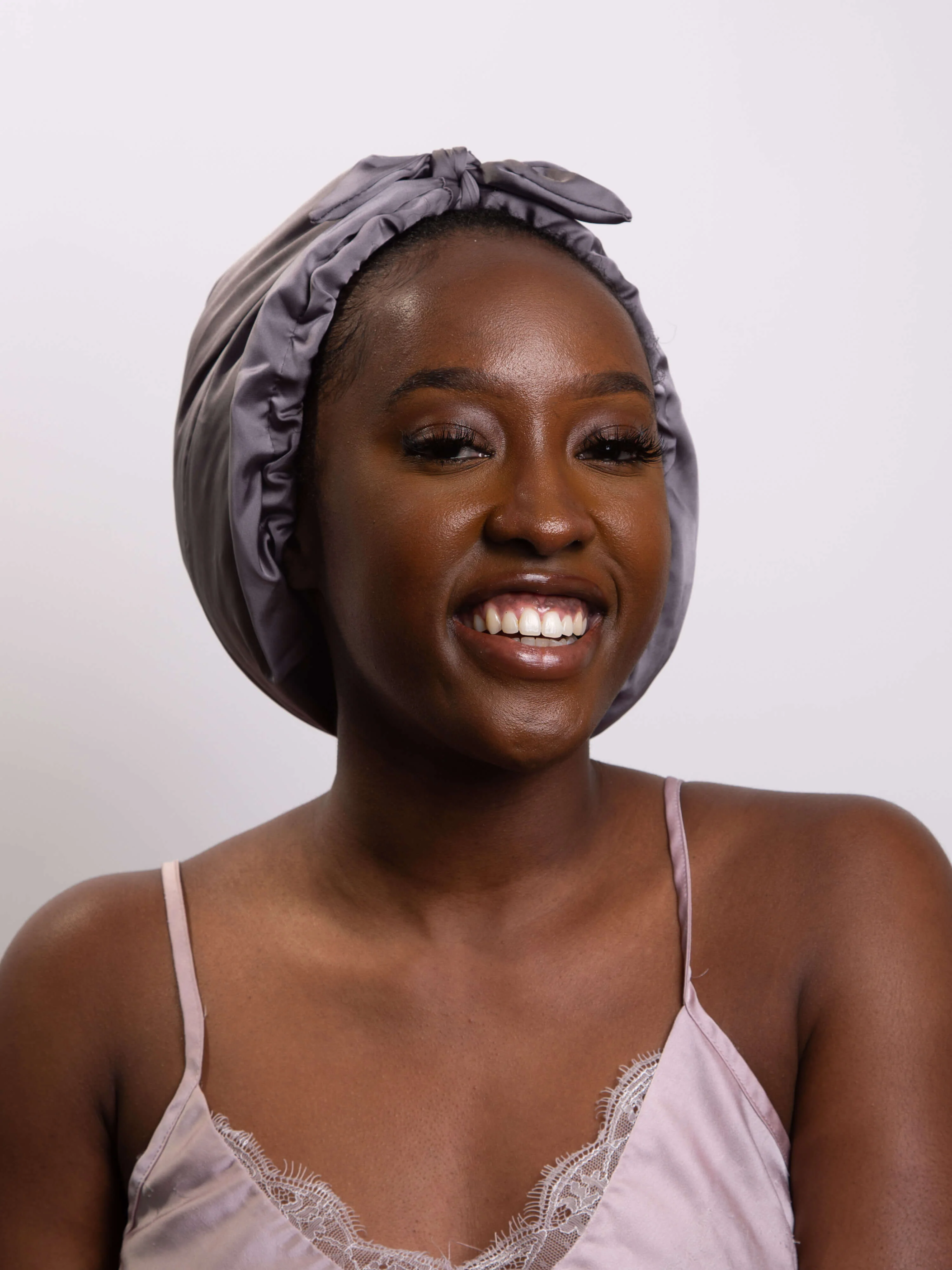 Only Curls Satin Sleep Turban - Slate Grey - Image 5